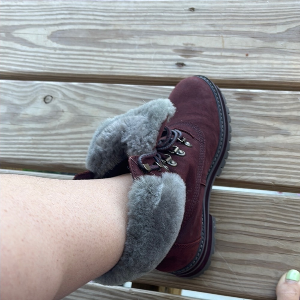 Timberland Women's Brown and Gray Fur-Lined Boots